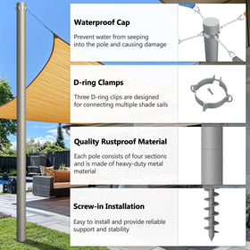 Yakmax D-clamps secure shade poles on decks or lawns