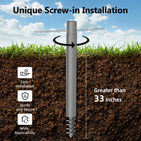 Yakmax screw-in pole assembly hardware ready for quick setup