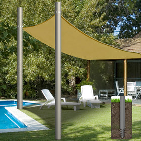 Yakmax shade sail pole ground screw-in installation for stable backyard shade
