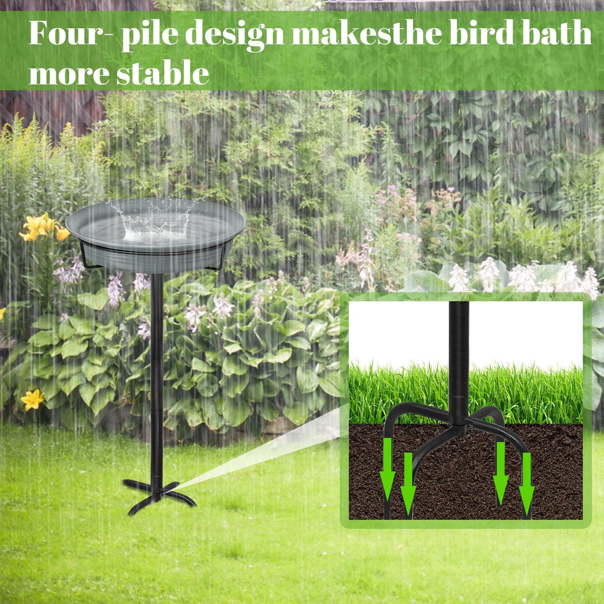 Detachable decoration on the YALINKA birdbath for easy seasonal styling