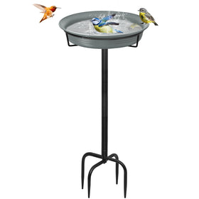 YALINKA birdbath grey freestanding bowl invites birds to drink and bathe