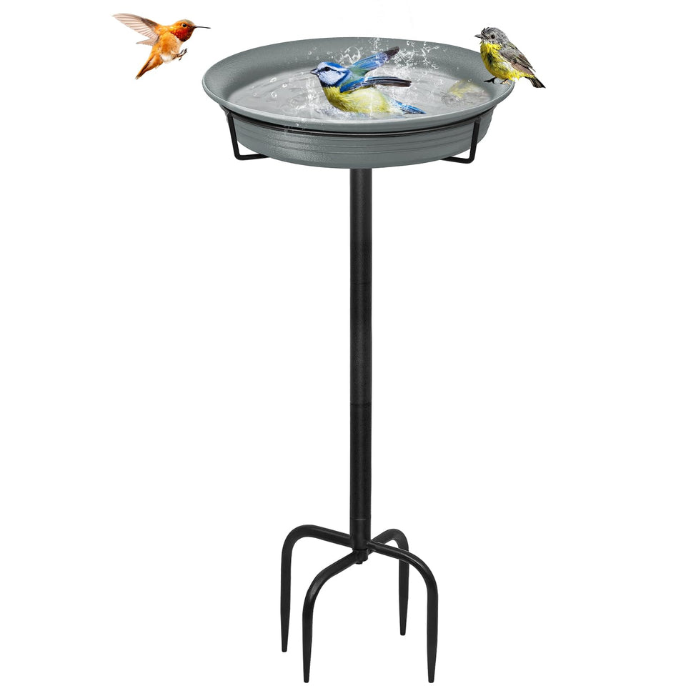 YALINKA birdbath grey freestanding bowl invites birds to drink and bathe