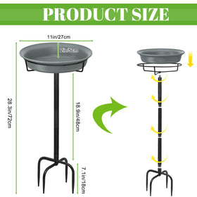 YALINKA birdbath grey with sturdy metal stake stays upright in wind