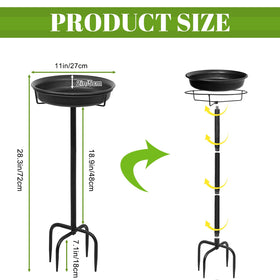 YALINKA birdbath with metal stake—stable, year-round perch for songbirds.