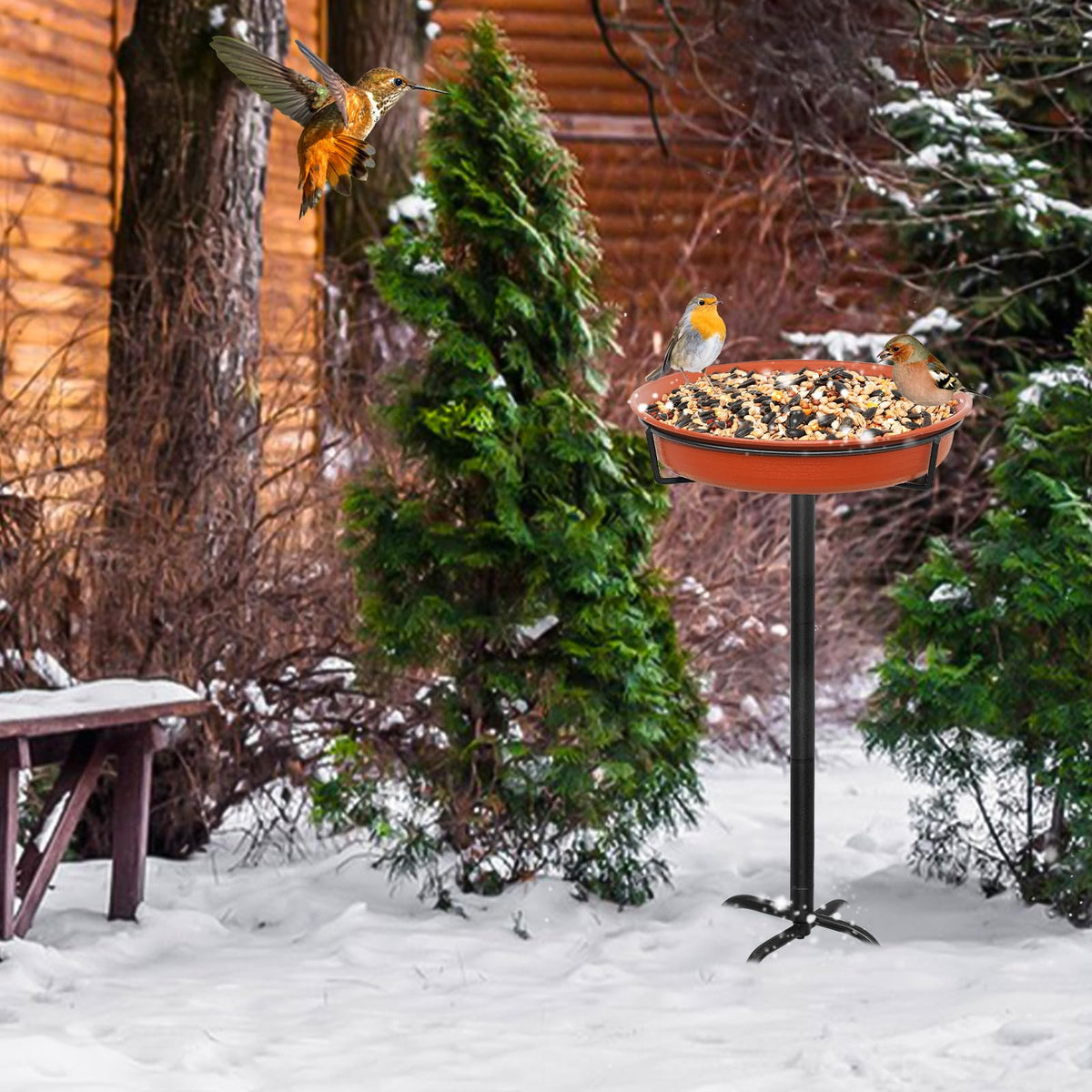 YALINKA birdbath in sunlight invites birds and brightens outdoor spaces.