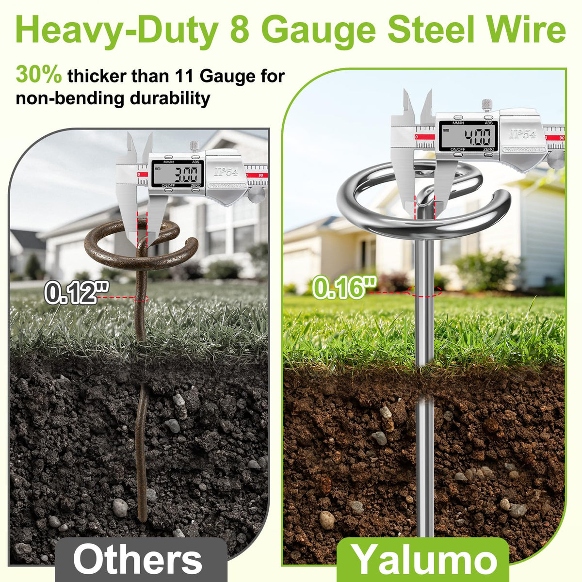 Yalumo 8-gauge landscape stakes 6-inch offer rugged strength for tough ground.