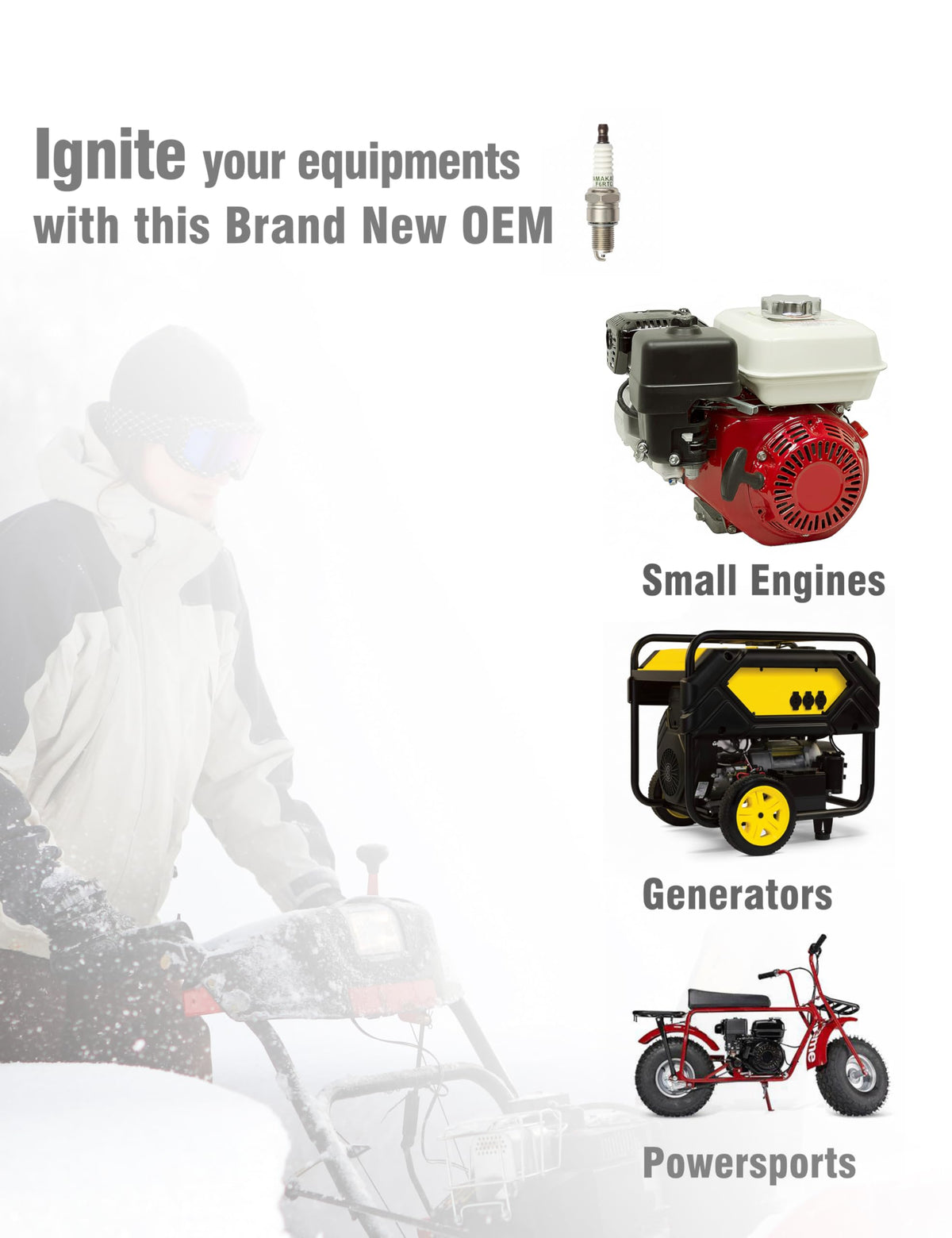 YAMAKATO spark plug applications for small engines and generators.