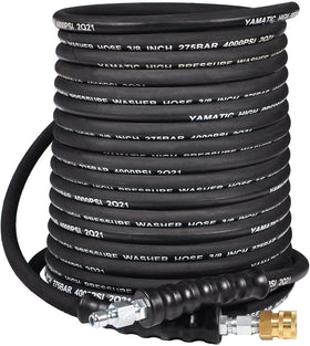 YAMATIC 3/8-inch pressure washer hose with 360-degree swivel for smooth maneuvering