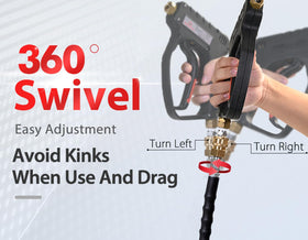 YAMATIC 4000 PSI pressure hose handles high bursts for efficient washing.