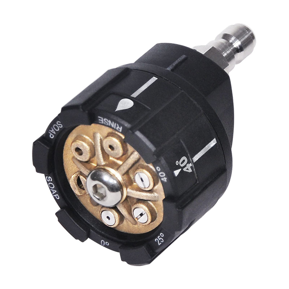 YAMATIC 6in1 nozzle patterns for versatile cleaning on decks and driveways.