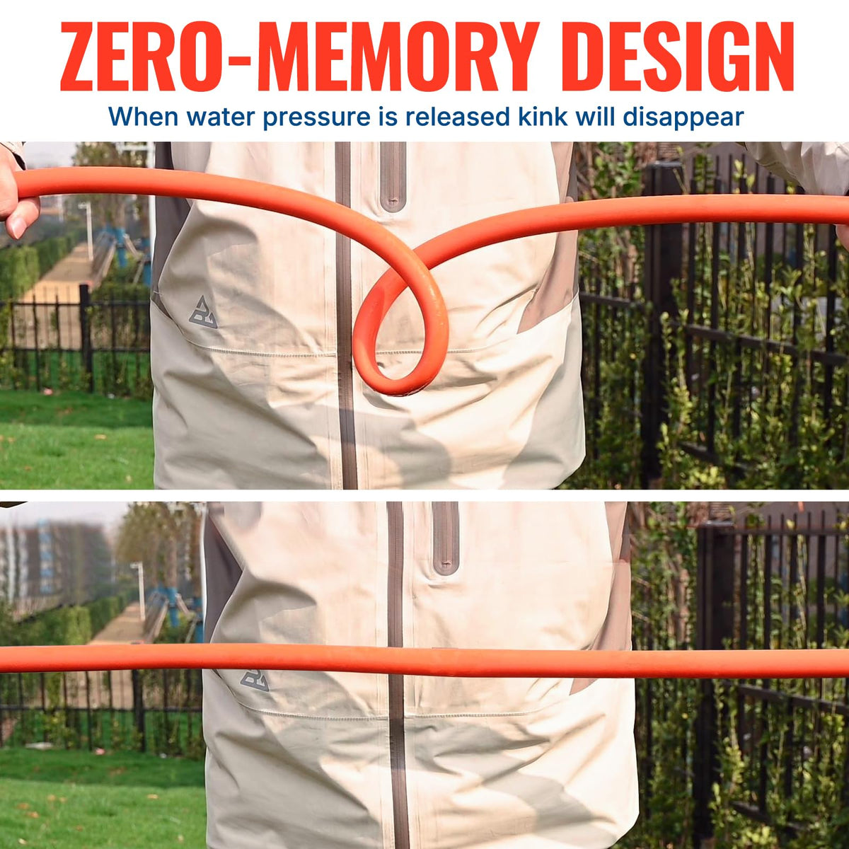 YAMATIC anti-kink technology demonstrates hose returning to shape after use.