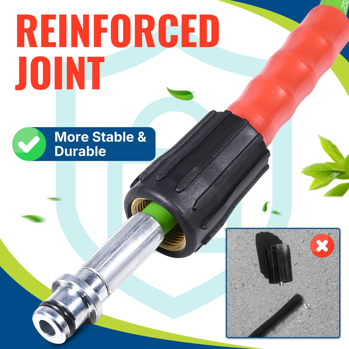 YAMATIC hose coils neatly for simple storage after outdoor cleaning tasks.