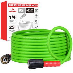 YAMATIC flexible 25ft hose ready for easy pulling and coiling