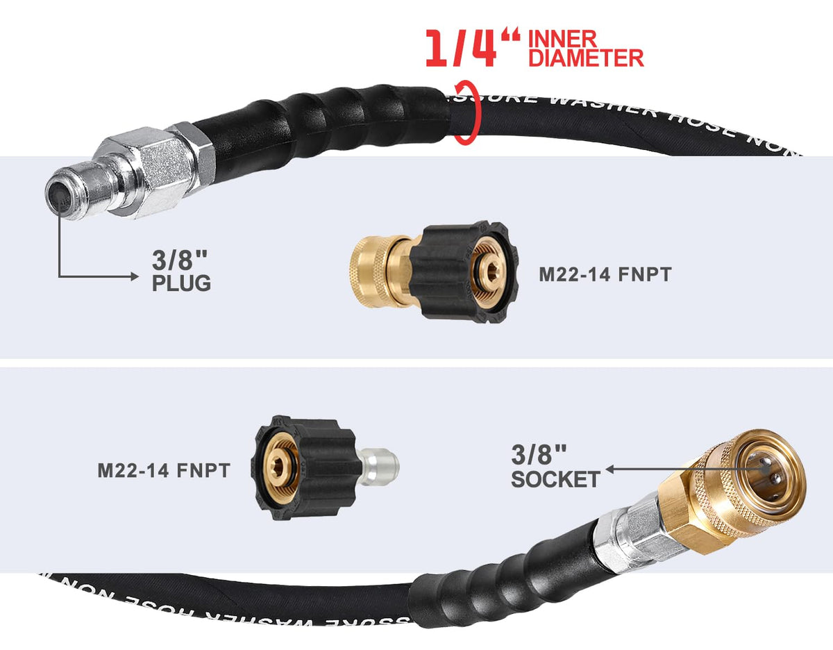 YAMATIC heat-resistant rubber hose withstands hot surface contact during outdoor cleaning tasks.