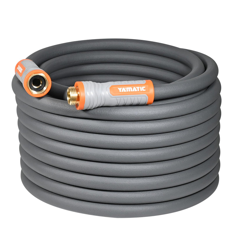 YAMATIC Heavy Duty Garden Hose with swivel handle improves faucet connection and reduces twisting.