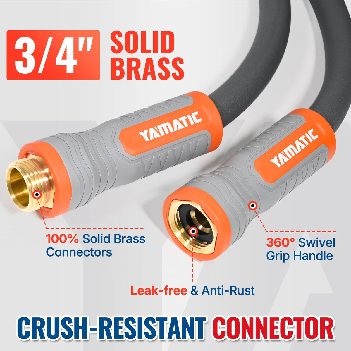 YAMATIC brass connectors provide reliable, leak-free water flow.