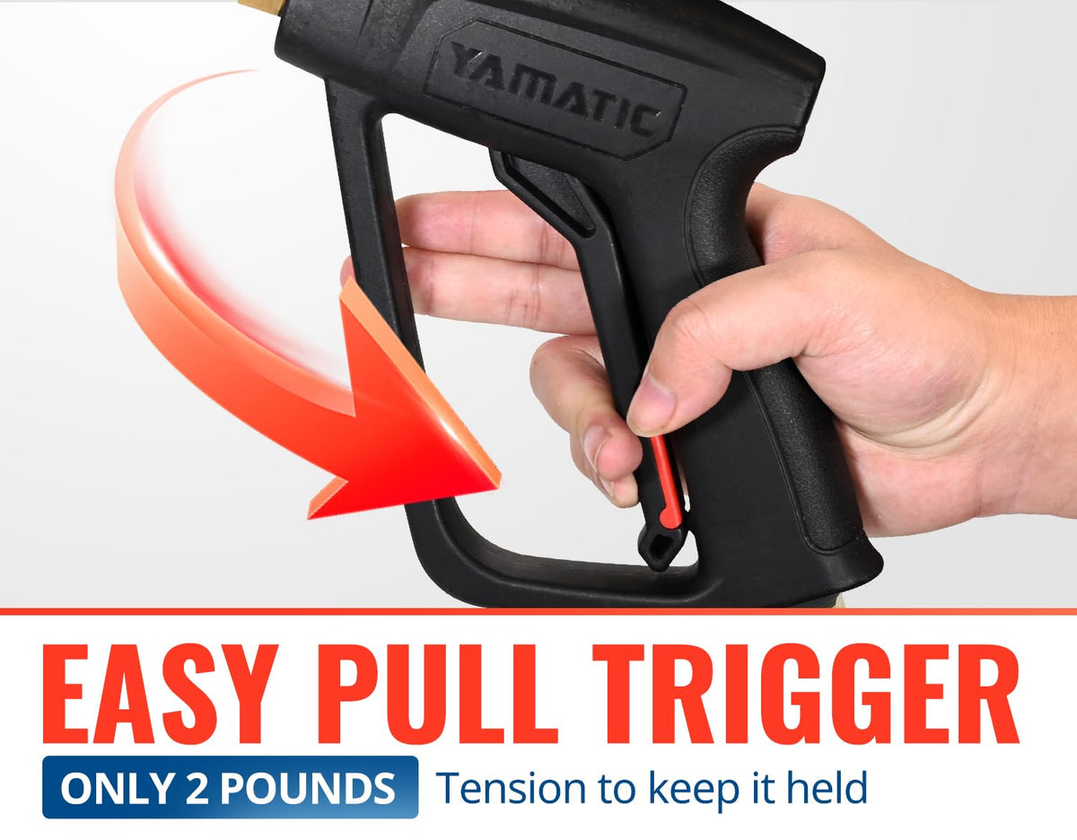 YAMATIC kink-resistant 3200 PSI hose offers durability and easier handling.