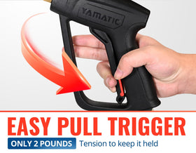 YAMATIC kink-resistant 3200 PSI hose offers durability and easier handling.