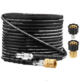 YAMATIC kink-resistant hose with 360° swivel for tangle-free setup and easier cleaning.