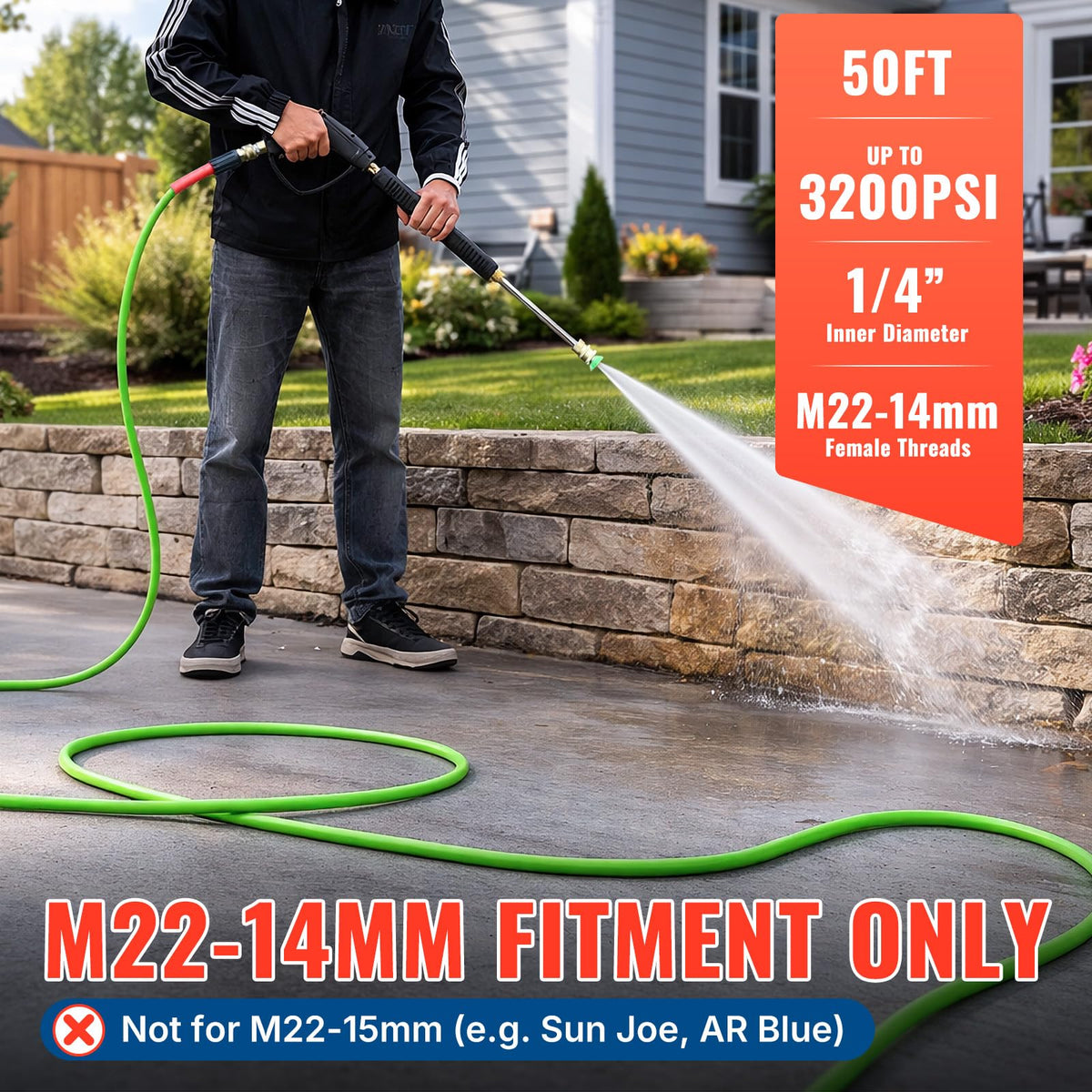 YAMATIC kink-resistant hose with minimal bending for uninterrupted washing