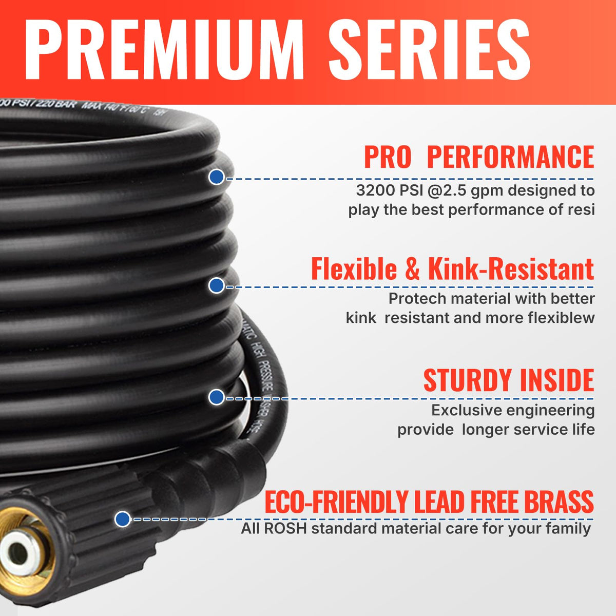 YAMATIC kink-resistant hose design for smooth water flow on large areas