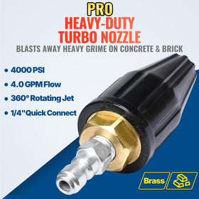 YAMATIC brass body turbo nozzle resists corrosion for longer life.
