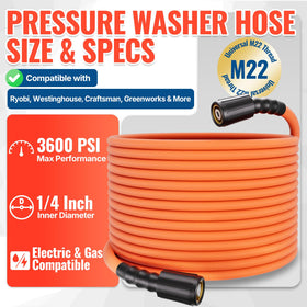 YAMATIC hose features 1/4-inch ID for steady water flow.