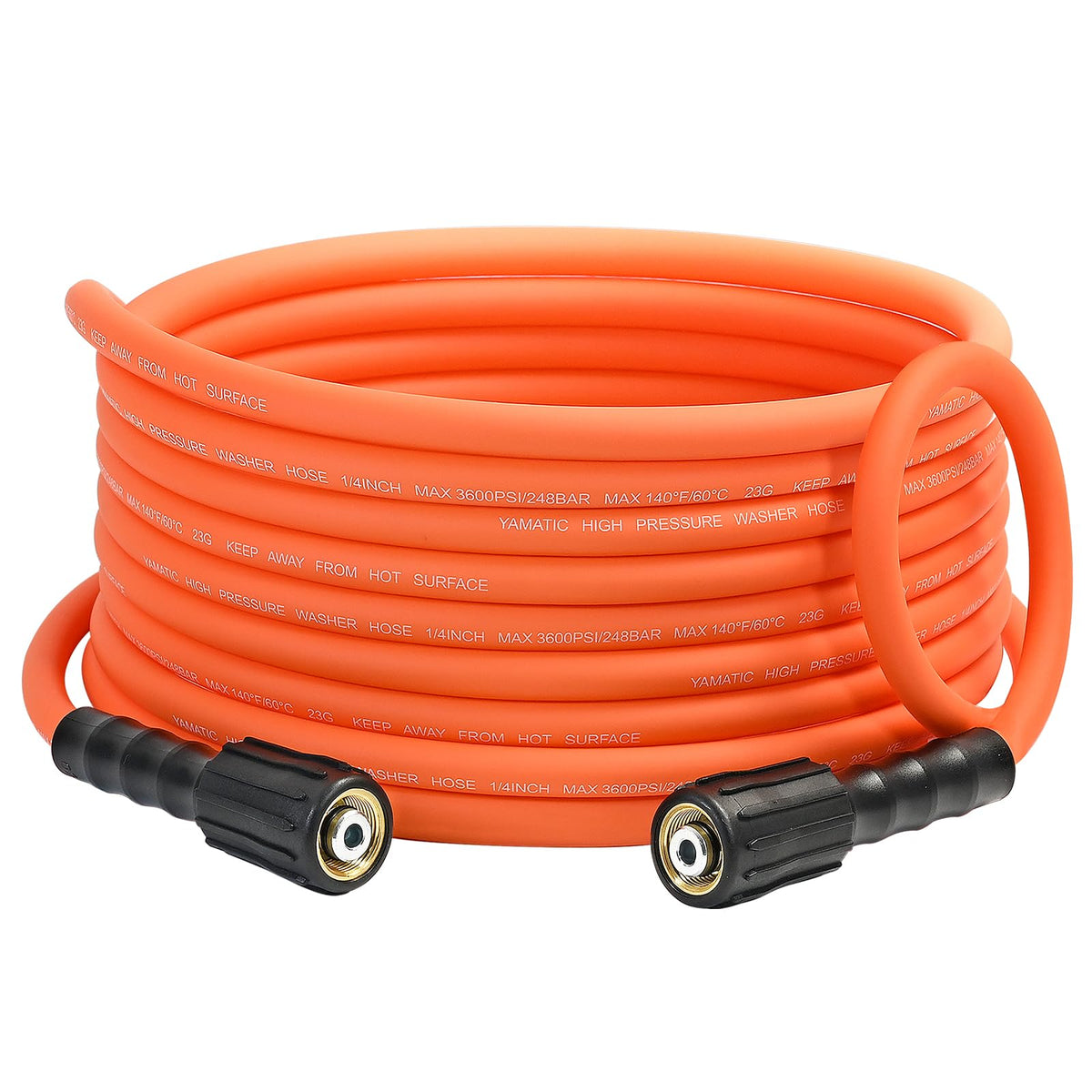 YAMATIC pressure washer hose 25ft length ready for driveway and car cleaning.