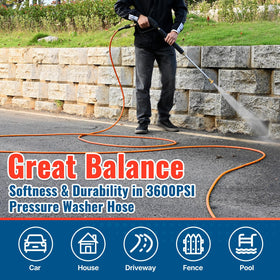 YAMATIC hose rolled neatly for easy storage after use.