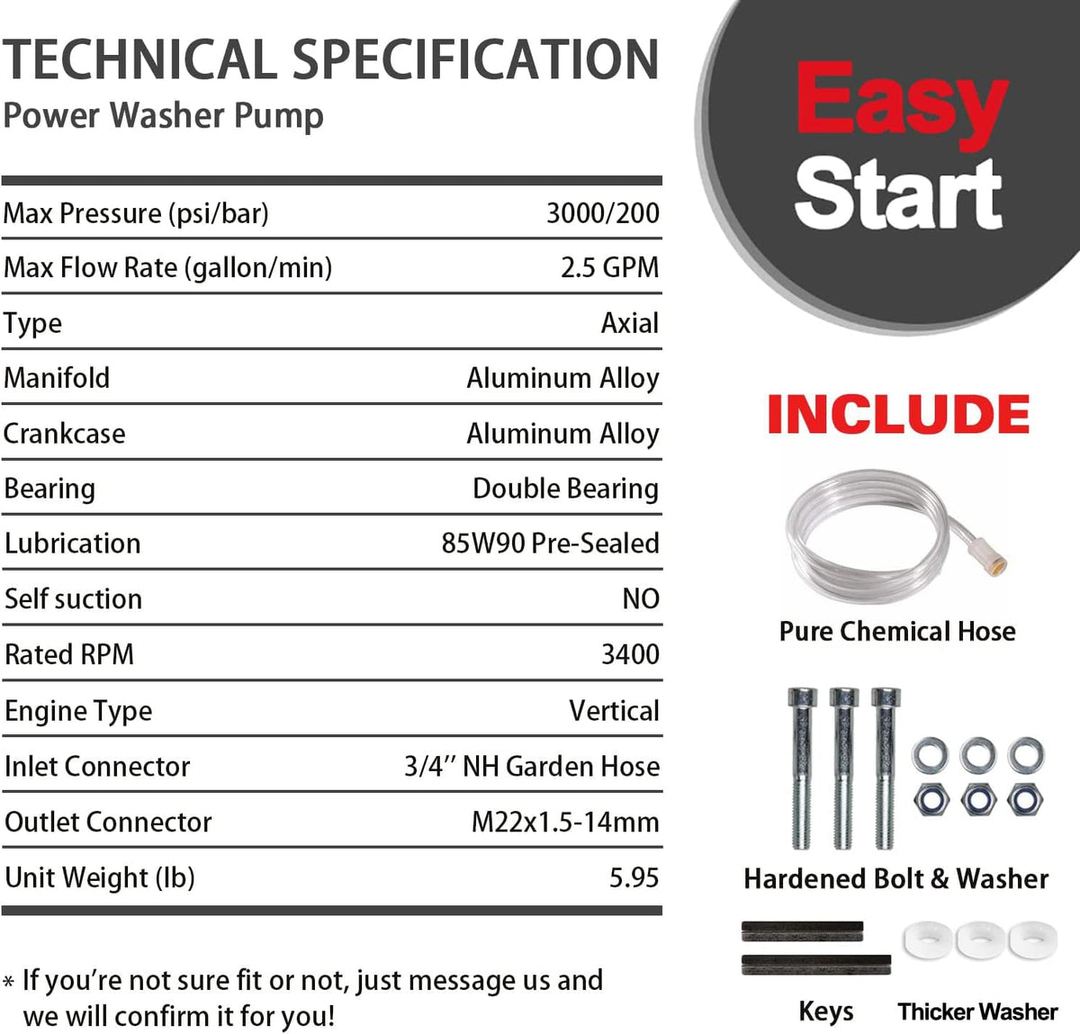 YAMATIC installation kit includes siphon tube and bolts for setup