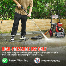 YAMATIC hose attached to a 3/8-inch quick-connect adapter for versatility.