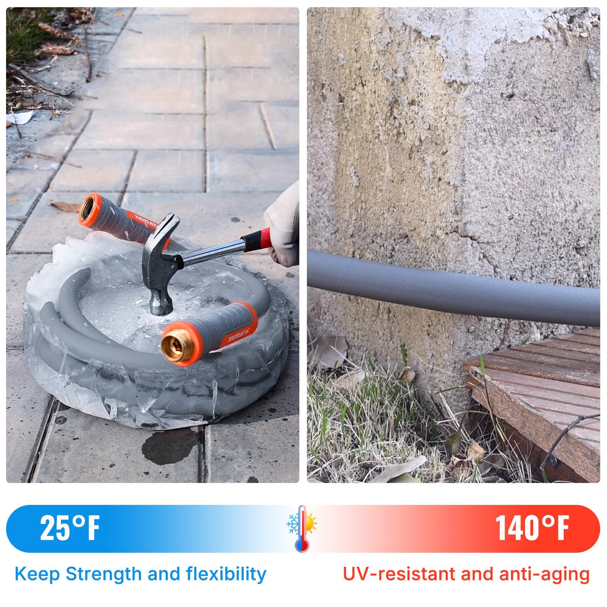 YAMATIC lightweight hose is easy to carry and coil after use.