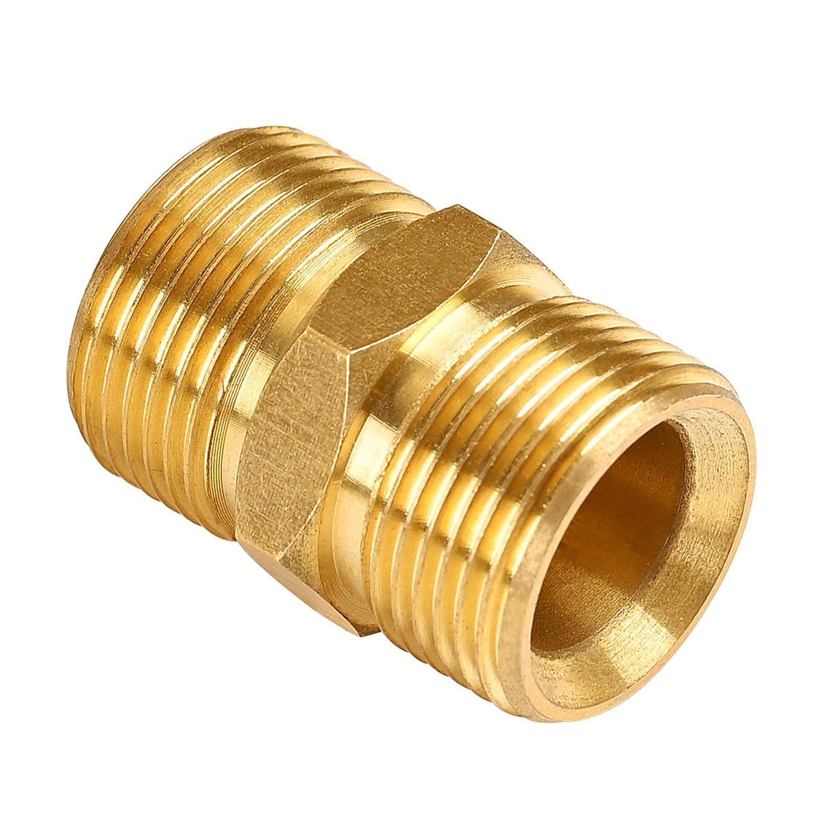 YAMATIC solid brass hose connector close-up showing durable, leak-resistant performance.