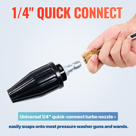 YAMATIC turbo nozzle delivers 3000 PSI performance for tough cleaning.