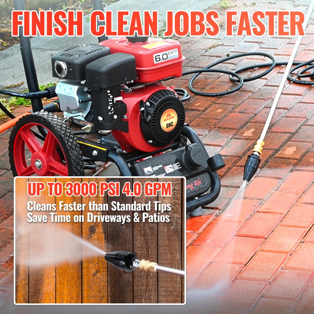 YAMATIC turbo nozzle ideal for cars, driveways, and boats.