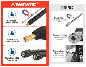 YAMATIC universal 1/4 inch quick connector fits multiple attachments securely.
