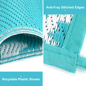 Close-up of Yamaziot reversible design in blue for flexible outdoor decor