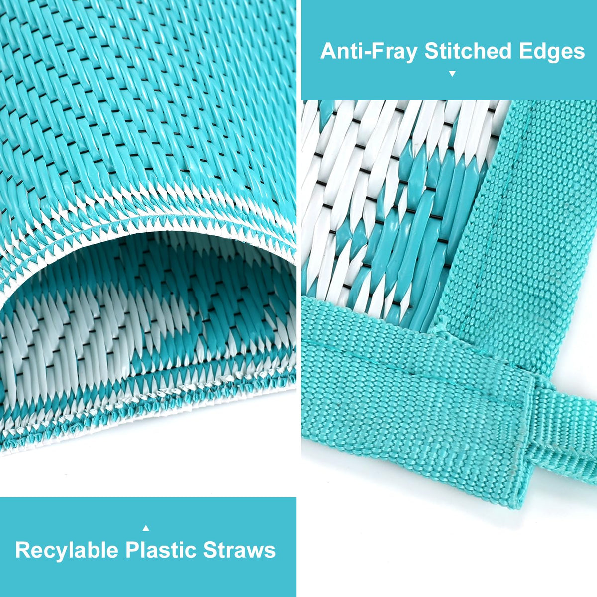 Yamaziot reversible plastic straw rug on deck with durable texture