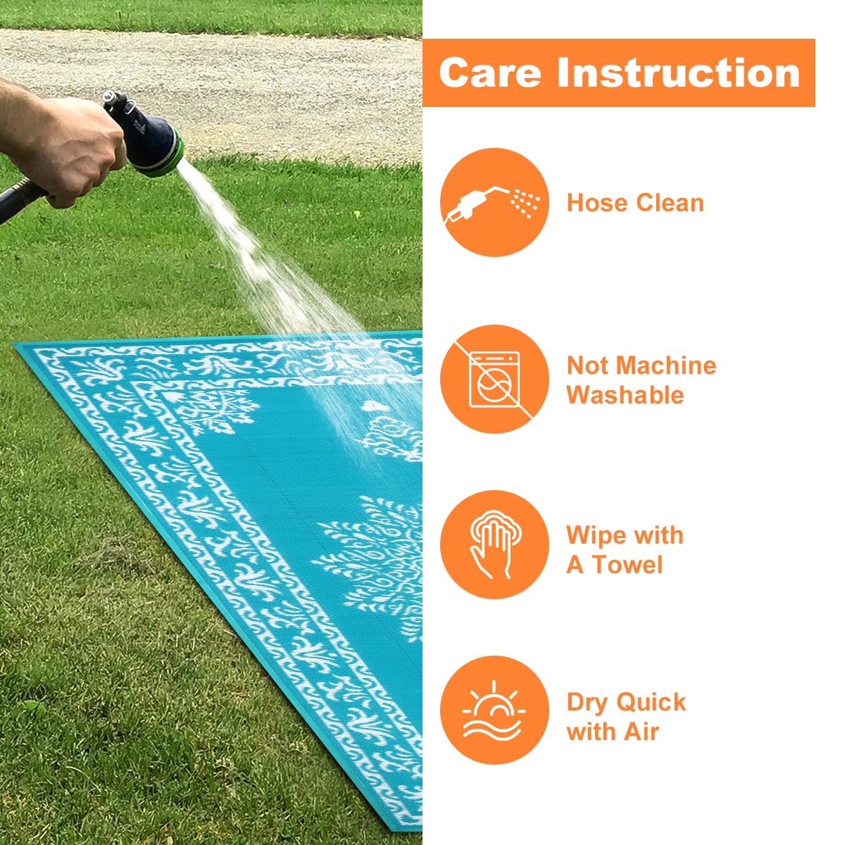 Yamaziot RV mat is lightweight and portable for camping trips.