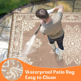 Yamaziot waterproof rug that's easy to clean after outdoor gatherings.