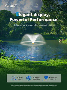 YANASO pond fountain with two spray patterns for visual variety