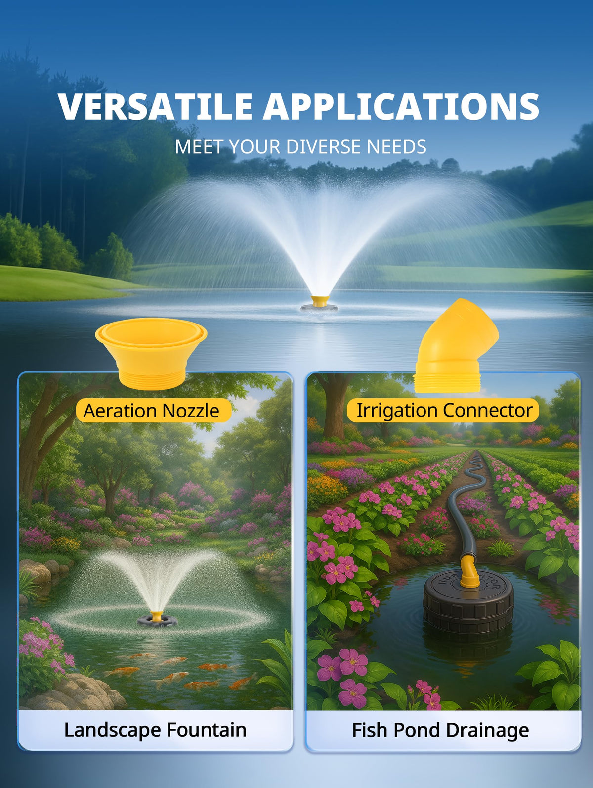 YANASO pond fountain V-shaped spray enhances aeration and style