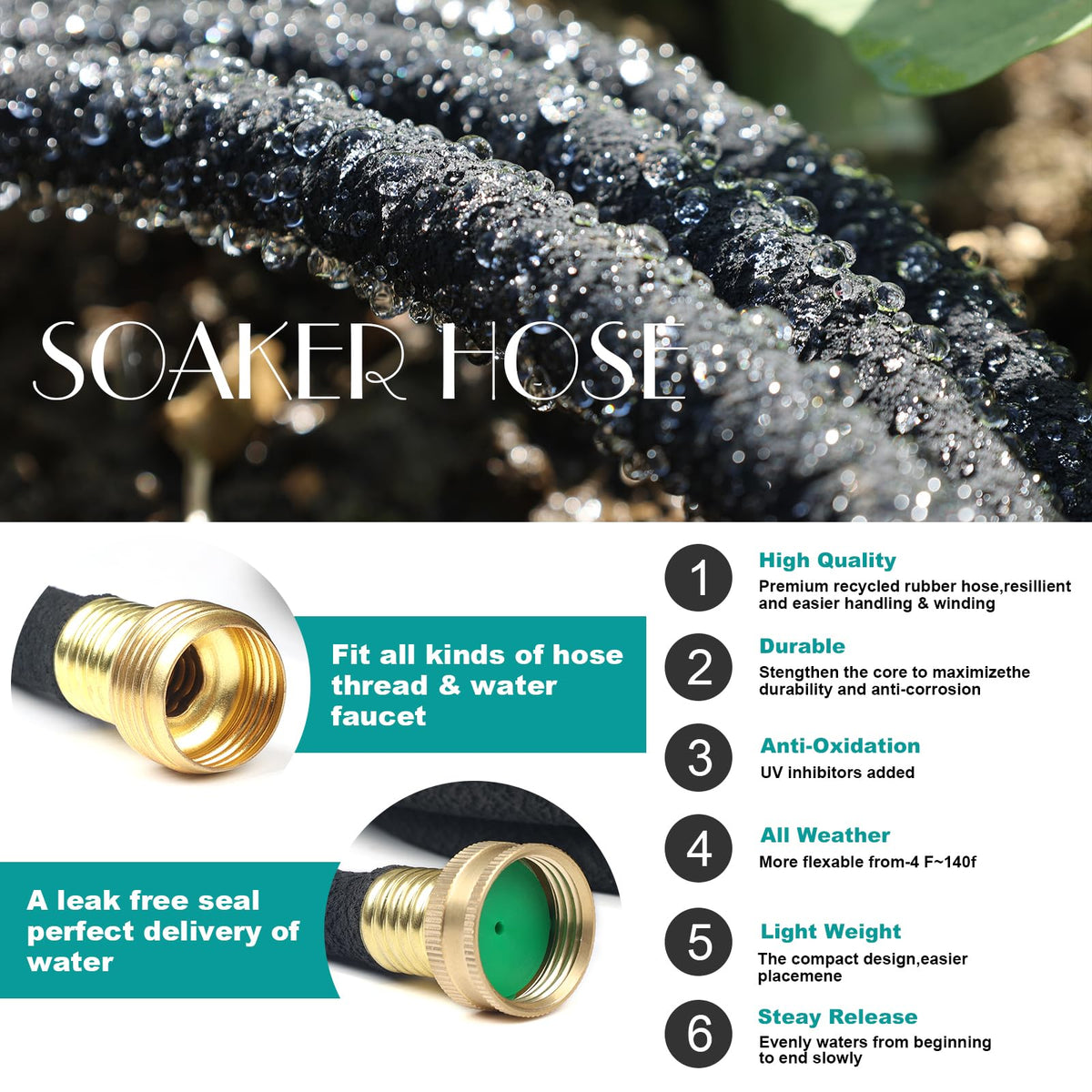 YANEYAN soft elastic soaker hose flexes easily for garden beds.