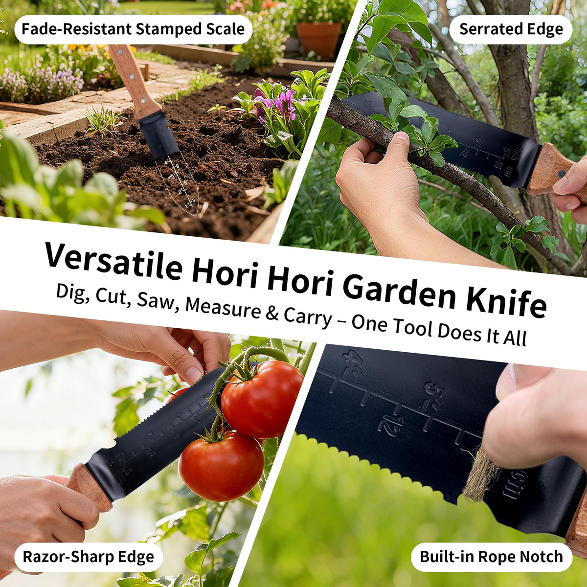 YANG Hori Hori knife beechwood handle for comfortable grip