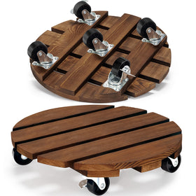 Yangbaga 2pack plant caddy with wood rolling stand for indoors and outdoors.