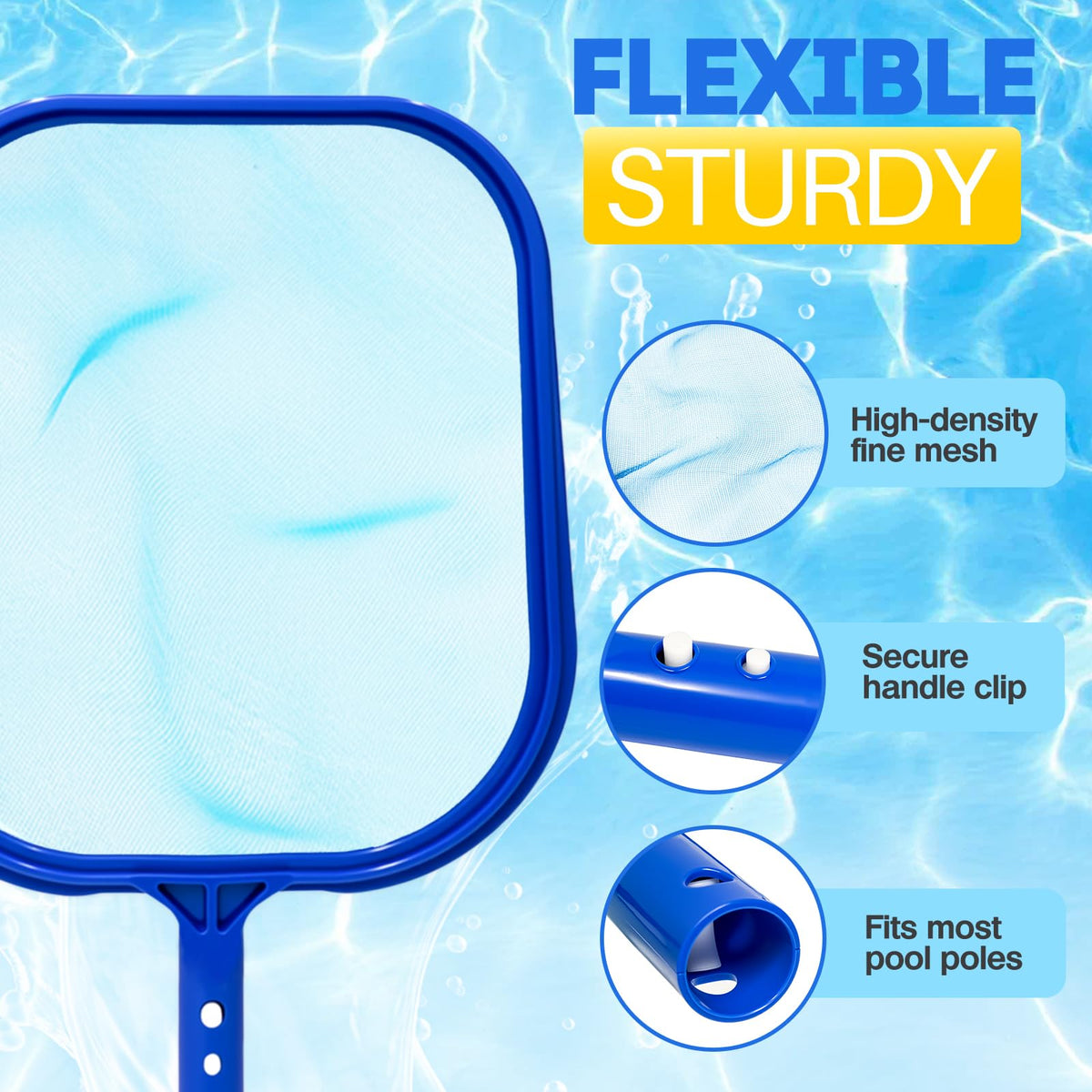 YANLIFY pool skimmer handles spa and pond debris for versatile use.