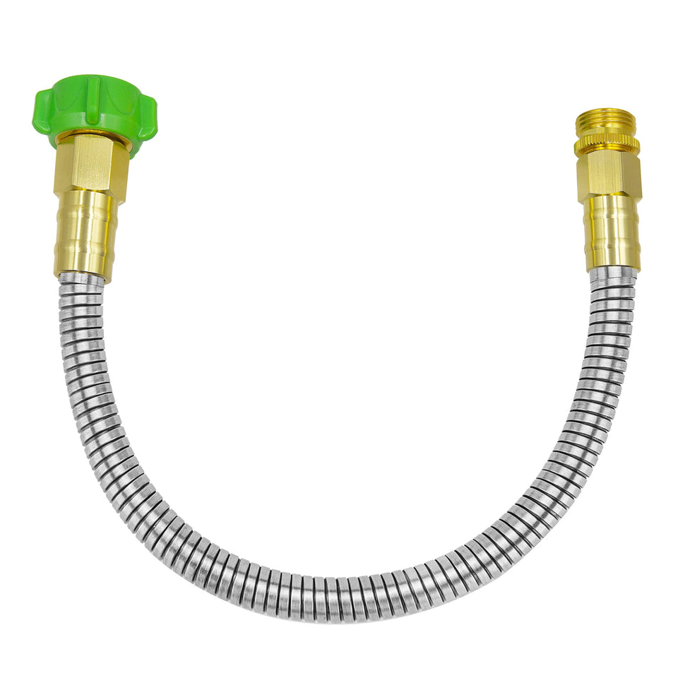 Yanwoo 304 stainless steel garden hose connector, durable and rust-resistant for outdoor use.