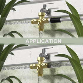 Yanwoo flow-control valves close-up emphasizes easy ON/OFF adjustment for precise distribution.