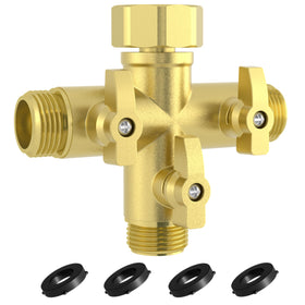 Yanwoo heavy-duty 3-way splitter side view reveals rugged metal build for outdoor use.