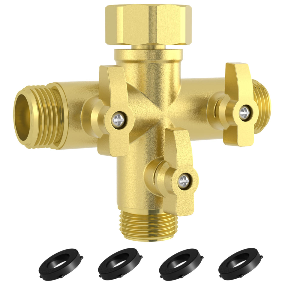 Yanwoo heavy-duty 3-way splitter side view reveals rugged metal build for outdoor use.